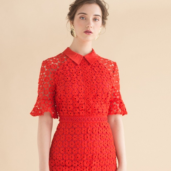 Chicwish Dresses & Skirts - Crochet Mini Dress in Red